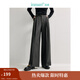 茵曼（INMAN）【新復(fù)古回潮】復(fù)古通勤搭片闊腿褲2025春女裝新款長褲 貴族灰 29
