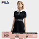FILA 斐樂(lè)官方女裝編織連衣裙2025夏季新款時(shí)尚簡(jiǎn)約翻領(lǐng)修身裙子 傳奇藍(lán)-NV L 170/88A/L