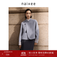 納薇（naivee）冬新款新中式綿羊毛駱駝絨真絲雙面呢大衣短款上衣女 中灰 S