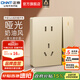 正泰（CHNT）開(kāi)關(guān)插座6C 家用86型暗裝斜五孔插座帶USB插座面板無(wú)框大板香檳金 一開(kāi)單控五孔10A