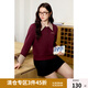 獨束大碼女裝撞色假兩件長袖衛(wèi)衣2025春季新品通勤復(fù)古上衣T恤 安可拉紅 XL (尺碼：3)