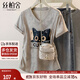 絲柏舍V領(lǐng)T恤2025夏裝新款女裝時(shí)尚卡通圖案印花設計短袖上衣
