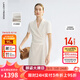 朗姿戧駁領(lǐng)優(yōu)雅干練西裝連衣裙女醋酸通勤裙子女2025年夏季新款 淺米色 L