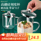 HUYO玻璃杯帶蓋水杯耐高溫家用大容量早餐牛奶刻度杯辦公咖啡泡茶杯子 雙刻度杯350ml【耐熱防爆】+勺子