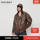 moussy秋季新品機車(chē)風(fēng)寬松廓形皮衣夾克棉衣女028HAZ30-0291 060棕色 M