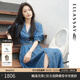 歌力思（ELLASSAY）25春夏新款100%萊賽爾丹寧風(fēng)復古牛仔襯衫連衣裙女EWB362N00700 牛仔藍 M