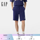 GAP男裝2025夏季新款印花logo輕薄抽繩運動(dòng)短褲寬松休閑褲727013 深藍色 M (170/80A) 亞洲尺碼