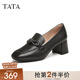 他她（TATA）粗跟氣質(zhì)樂(lè)福鞋女鞋通勤一腳蹬單鞋2025春季新款7BC24AA5 黑色 37