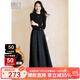 晚白【加絨款】爆款內搭保暖小黑裙2025秋冬款時(shí)尚長(cháng)裙顯瘦a字連衣裙 黑色 XL