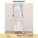 MAXRIENY修身魚尾半身裙包臀中長(zhǎng)裙 淺牛仔藍(lán) M 02/36