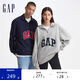 GAP男女裝24秋冬碳素磨毛字母logo抓絨立領(lǐng)衛(wèi)衣609264