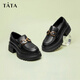 他她（TATA）英倫厚底jk樂(lè )福鞋女鞋黑色學(xué)院小皮鞋淺口單鞋子GOK02AA4 黑色 37