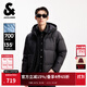 杰克·瓊斯（JACK&JONES）男裝25年秋冬季連帽P(pán)U羽絨服男士短款防風(fēng)鴨絨服外套仿皮易打理 E43純黑色 XL （185）