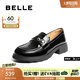 百麗（Belle）質(zhì)感抓皺樂(lè)福鞋女2025秋新商場(chǎng)同款牛皮jk樂(lè)福鞋E1G1DCA5 黑色 38 (240mm)