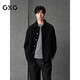 GXG男裝 經(jīng)典羊毛新中式單排扣短大衣夾克外套 黑色 165/S