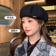 真享帽子女款春秋季高級感毛呢氣質(zhì)純色貝雷帽八角帽顯臉小蓓蕾帽B700