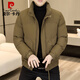 皮爾卡丹（pierre cardin）冬季立領棉衣男加厚保暖外套休閑棉襖純色百搭面包服防寒棉服 咖啡色 2XL 120-135斤