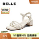 百麗（Belle）纖細(xì)條帶設(shè)計(jì)一字帶涼鞋女氣質(zhì)方跟涼鞋B2743BL5 米白 35 (225mm)