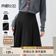 尚都比拉職場通勤a字百褶短裙高級百搭顯瘦小個子半身裙女 黑色 XL