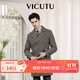 威可多（VICUTU）男士大衣舒暖親膚時(shí)尚潮流格紋商務(wù)通勤休閑百搭中長(cháng)款外套 咖色 M
