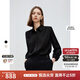 朗姿法式優(yōu)雅緞面設(shè)計(jì)感通勤職業(yè)襯衫女2025年春季捏褶翻領(lǐng)上衣 黑色2 S