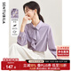 尚都比拉優(yōu)雅氣質(zhì)輕熟時(shí)尚飄帶領(lǐng)襯衫女長(cháng)袖雪紡衫通勤百搭上衣 紫色 L 