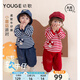 幼歌（YOUGE）嬰幼兒秋季新款純棉舒適束腳褲寬松復古百搭軟牛仔褲潮 紅色（66-90兩用襠） 90 cm