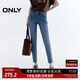 ONLY2025夏季新款個(gè)性腳口毛邊高腰緊身九分褲牛仔褲女|125349025 J34 390洗水牛仔藍 2XL XXL標準褲長(cháng)