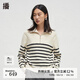 播商場(chǎng)同款Polo領(lǐng)條紋針織衫女秋新款寬松薄款毛衣BDR3SD1911 W22淺云條 M
