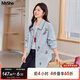 MsShe【重工刺繡仿牛仔外套】大碼女裝2025秋裝胖mm寬松開(kāi)衫上衣 牛仔淺藍色現貨 偏大半個(gè)碼 2XL