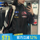 阿迪達斯 （adidas）三葉草女裝 秋季新款MOTO JKT W 賽車風立領運動寬松夾克外套 KG6676/黑色/漢玉白 XS
