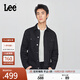Lee25秋冬新品舒適版翻領(lǐng)小Logo織標(biāo)黑色男牛仔夾克外套休閑潮 黑色 XL