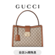 GUCCI古馳Padlock系列大號手提包[新款] 米色和深棕色 均碼