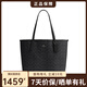 蔻馳（COACH）女包托特包CITY系列大號(hào)老花通勤手提包大容量單肩包 CV976 黑灰 QBMI5
