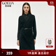 歌莉婭（GOELIA）長(cháng)袖連衣裙假兩件拼接通勤襯衫領(lǐng)黑裙子1C9C4K310 00B黑色 XS (160)