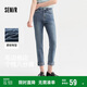 森馬（Semir）森柔牛仔|牛仔褲女毛邊小直筒褲個(gè)性夏季卷邊八分褲103324123004