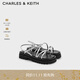 CHARLES&KEITH交叉細帶厚底羅馬涼鞋女生日禮物CK1-70381048 Silver銀色 37