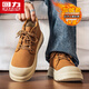 回力雪地靴男款高幫加厚板鞋2025新款東北防寒保暖棉鞋 棕/米 42