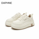 達芙妮時(shí)尚真皮厚底小白鞋女2025秋季爆款增高百搭韓版學(xué)生板鞋休閑女鞋 米杏色 【升級款-超長(cháng)質(zhì)?！?37