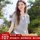 百圖betu女裝2025夏季新款T恤拼色領(lǐng)口抽繩設(shè)計(jì)收腰顯瘦短袖女2503T20 淺灰 L