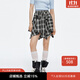 moussy 2025新品假美式辣妹風(fēng)假兩件格紋半身裙028ISA31-4121 025花紋黑色 S
