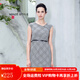 名師路千鳥(niǎo)格無(wú)袖連衣裙夏裝新款女V領(lǐng)時(shí)尚收腰顯瘦鉛筆裙 黑白90-PD M