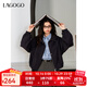 LAGOGO翻領(lǐng)藏青色短外套女拉谷谷2025年春季新款運動(dòng)休閑風(fēng)夾克衫 藏青色 L