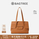 BAGTREE明星同款包包樹(shù)海豚包輕奢品牌植鞣皮托特包大容量通勤女士電腦包 大號-焦糖色 能裝14寸MacBook 高級小眾