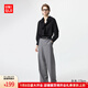 優(yōu)衣庫女裝彈力寬腿褲/聰明褲闊腿加長款褲子25秋冬新款479293 05 天灰色 M /160/68A