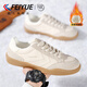 飛躍（Feiyue）男鞋板鞋男2025冬季新款皮面加絨加厚保暖棉鞋男 米灰 44
