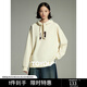 初語(yǔ)貓咪刺繡獨特別致帽繩設計感衛衣女2023冬季新款加厚加絨帽衫 米黃色8240521004 S