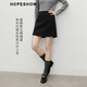 紅袖（hopeshow）通勤顯瘦半身裙2025冬季新款女裝幾何袋蓋拼接側拉鏈A字磨毛短裙 黑3050 L