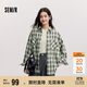 森馬（Semir）[商場同款]長袖襯衫女中長款oversize春2025格紋上衣101125105007