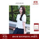 JESSIE小香風釘珠口袋襯衫繡花短袖小上衣夏新款 白色 S